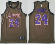 Wholesale Cheap Men's Los Angeles Lakers #24 Kobe Bryant Olive Stitched Nike Swingman Jersey With The Sponsor Logo