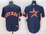 Cheap Mens Houston Astros Navy Team Big Logo With Patch Cool Base Stitched Baseball Jersey