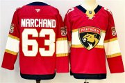 Cheap Men's Florida Panthers #63 Brad Marchand Red 2024-25 Home Stitched Hockey Jersey