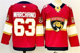 Cheap Men\'s Florida Panthers #63 Brad Marchand Red 2024-25 Home Stitched Hockey Jersey