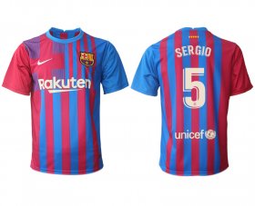 Wholesale Cheap Men 2021-2022 Club Barcelona home aaa version red 5 Nike Soccer Jerseys