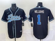 Men's Detroit Lions #1 Jameson Williams Black Stitched Baseball Jersey Cheap Wholesale