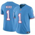 Cheap Men's Tennessee Titans #1 Cameron Ward Blue 2025 Draft F.U.S.E. Throwback Vapor Limited Football Stitched Jersey