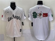 Cheap Men's Los Angeles Dodgers Team Big Logo White Mexico 2025 LA Gothic Style With Fernando Patch Vapor Premier Limited Stitched Baseball Jersey