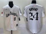 Cheap Men's Los Angeles Dodgers Front #8 Back #24 Kobe Bryant White Mexico 2025 LA Gothic Style With Fernando Patch Vapor Premier Limited Stitched Baseball Jersey