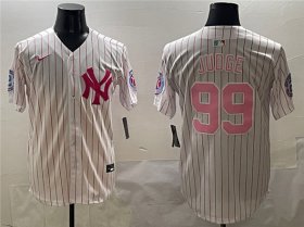 Cheap Men\'s New York Yankees #99 Aaron Judge Pink With Patch Limited Stitched Baseball Jersey