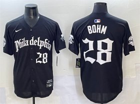 Men\'s Philadelphia Phillies #28 Alec Bohm Black Gothic Vapor Limited Stitched Jersey