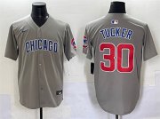 Cheap Men's Chicago Cubs #30 Kyle Tucker Gray Limited Stitched Baseball Jersey