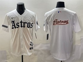 Men\'s Houston Astros Team Big Logo White Gothic \'Houston Born Barrio Raised\' Limited Stitched Baseball Jersey