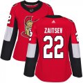 Wholesale Cheap Adidas Senators #22 Nikita Zaitsev Red Home Authentic Women's Stitched NHL Jersey