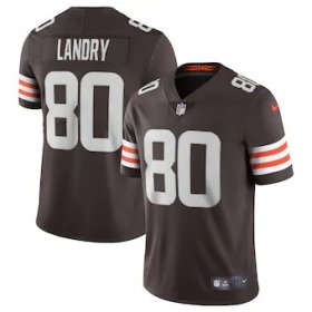 Wholesale Cheap Cleveland Browns #80 Jarvis Landry Men\'s Nike Brown 2020 Vapor Limited Jersey