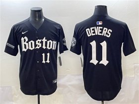 Men\'s Boston Red Sox #11 Rafael Devers Black Gothic Vapor Limited Stitched Baseball Jersey Cheap