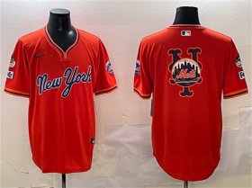 Men\'s New York Mets Team Big Logo Orange 2025 Spring Training Stitched Baseball Jersey Cheap