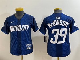 Cheap Youth Detroit Tigers #39 Zach McKinstry 2024 Navy City Connect Cool Base Limited Stitched Baseball Jersey