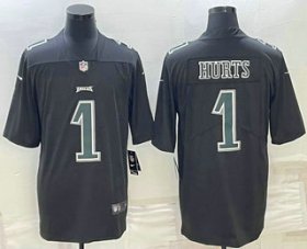 Cheap Men\'s Philadelphia Eagles #1 Jalen Hurts Black Vapor Untouchable Stitched Fashion Limited Jersey