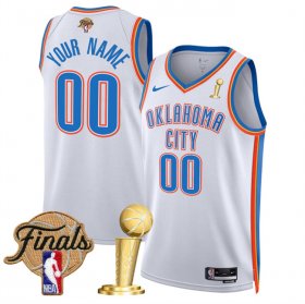Men\'s Oklahoma City Thunder Active Player Custom White 2025 Finals Patch And Finals Champions Patch Association Edition Stitched Basketball Jersey