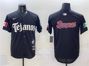 Cheap Men's Texas Rangers Team Big Logo Black Mexico 2025 Vapor Premier Limited Stitched Baseball Jersey