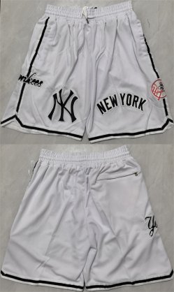 Cheap Men\'s New Yok Yankees White Shorts (Run Small)