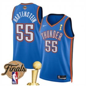Men\'s Oklahoma City Thunder #55 Isaiah Hartenstein Blue 2025 Finals Patch And Finals Champions Patch Icon Edition Stitched Basketball Jersey