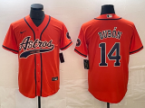 Cheap Men's Houston Astros #14 Mauricio Dubon Orange With Patch Cool Base Stitched Baseball Jersey