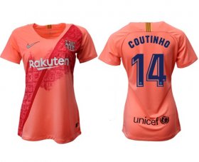 Wholesale Cheap Women\'s Barcelona #14 Coutinho Third Soccer Club Jersey