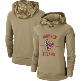 Wholesale Cheap Women\'s Houston Texans Nike Khaki 2019 Salute to Service Therma Pullover Hoodie
