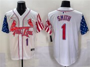 Cheap Men's St. Louis Cardinals #1 Ozzie Smith White Independence Day Vapor Premier Limited Stitched Baseball Jersey
