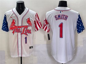 Cheap Men\'s St. Louis Cardinals #1 Ozzie Smith White Independence Day Vapor Premier Limited Stitched Baseball Jersey