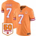Cheap Men's Tampa Bay Buccaneers #7 Bucky Irving Orange 2025 F.U.S.E. 50th Anniversary Patch Vapor Untouchable Limited Football Stitched Jersey