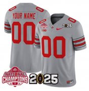 Men's Ohio State Buckeyes Active Player Custom Gray 2025 CFP Final With National Champions Patch F.U.S.E. Vapor Limited Stitched Jersey Cheap Wholesale