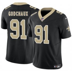 Men\'s New Orleans Saints #91 Davon Godchaux Black F.U.S.E. Vapor Limited Football Stitched Jersey Cheap