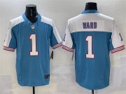 Cheap Men's Tennessee Titans #1 Cameron Ward Blue White 2025 Draft F.U.S.E. Vapor Limited Football Stitched Jersey