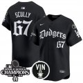 Men's Los Angeles Dodgers #67 Vin Scully Black Mexico 2025 LA Gothic Style With Vin And 2024 World Series Champions Patch Vapor Premier Limited Stitched Baseball Jersey Cheap