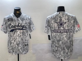 Cheap Men\'s Dallas Cowboys Team Big Logo 2024 Arctic Camo Salute To Service Stitched Baseball Jerseys