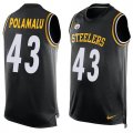 Wholesale Cheap Nike Steelers #43 Troy Polamalu Black Team Color Men's Stitched NFL Limited Tank Top Jersey