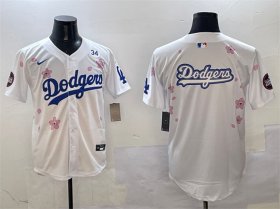 Men\'s Los Angeles Dodgers Team Big Logo White 2025 Tokyo Series Limited Stitched Baseball Jersey Cheap