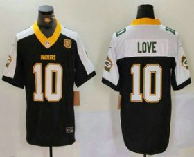 Cheap Men\'s Green Bay Packers #10 Jordan Love Black 2024 FUSE 13 Time World Champions Vapor Limited Stitched Jersey