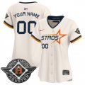 Women's Houston Astros Active Player Custom Cream 2025 City Connect Limited Stitched Baseball Jersey(Run Small) Cheap