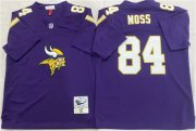 Cheap Men's Minnesota Vikings #84 Randy Moss Purple Throwback Football Stitched Jersey