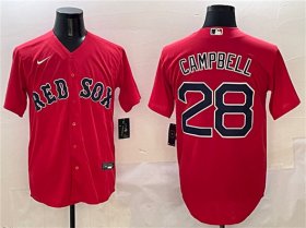 Cheap Men\'s Boston Red Sox #28 Kristian Campbell Red Cool Base Stitched Baseball Jersey
