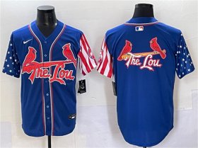 Cheap Men\'s St. Louis Cardinals Team Big Logo Royal Independence Day Vapor Premier Limited Stitched Baseball Jerseys