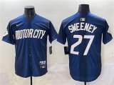Men's Detroit Tigers #27 Trey Sweeney 2024 Navy City Connect Cool Base Limited Stitched Baseball Jersey Cheap