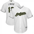 Wholesale Cheap Indians #12 Francisco Lindor White New Cool Base 2018 Memorial Day Stitched MLB Jersey