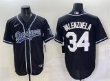 Cheap Men's Los Angeles Dodgers #34 Fernando Valenzuela Black Fashion Stitched Baseball Jersey
