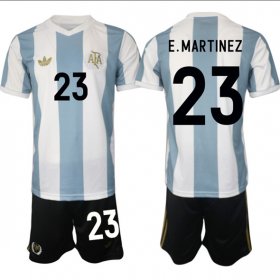 Men\'s Argentina #23 Emiliano Martinez White Blue 2024-25 50th Anniversary Home Soccer Jersey Suit Cheap