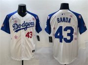 Cheap Men's Los Angeles Dodgers #43 Anthony Banda White Royal 2025 Tokyo Series Limited Stitched Baseball Jersey