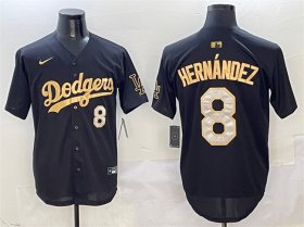 Cheap Men\'s Los Angeles Dodgers #8 Enrique Hernandez Black Gold Limited Stitched Baseball Jersey