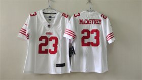 Cheap Women\'s San Francisco 49ers #23 Christian McCaffrey White Football Stitched Jersey(Run Small)