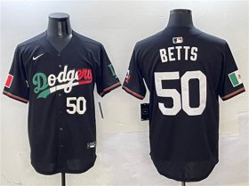 Cheap Men\'s Los Angeles Dodgers #50 Mookie Betts Black Mexico Flag Limited Stitched Baseball Jersey