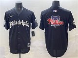 Men's Philadelphia Phillies Team Big Logo Black GOTHIC Vapor Limited Stitched Jersey Cheap